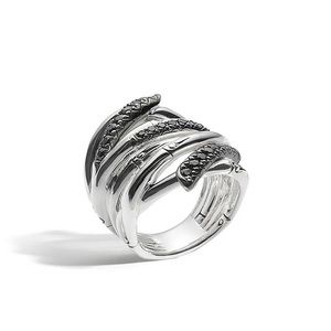 John Hardy Bamboo Lava ring-black sapphire, 7, NEW